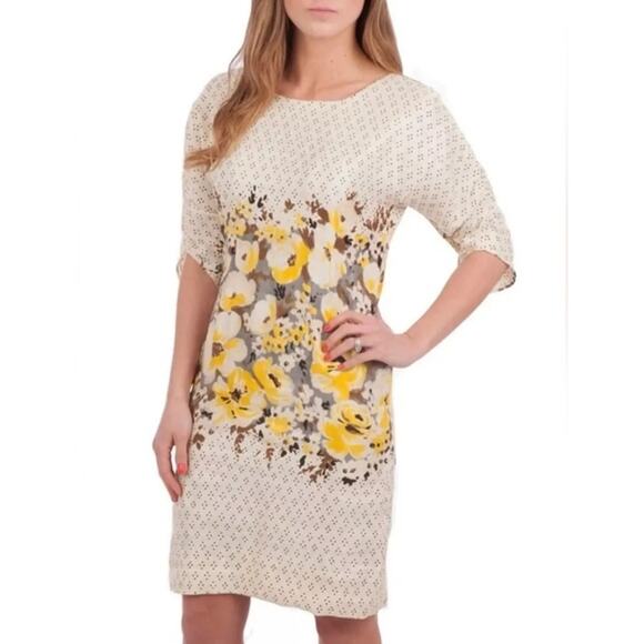 Anthropologie Meadow Rue Linen Silk Blend Floral Mini Dress Size 0 - Picture 1 of 7